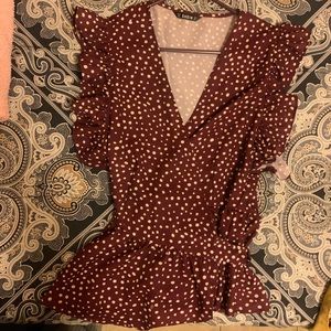 Wrap Maroon Blouse (SHEIN)